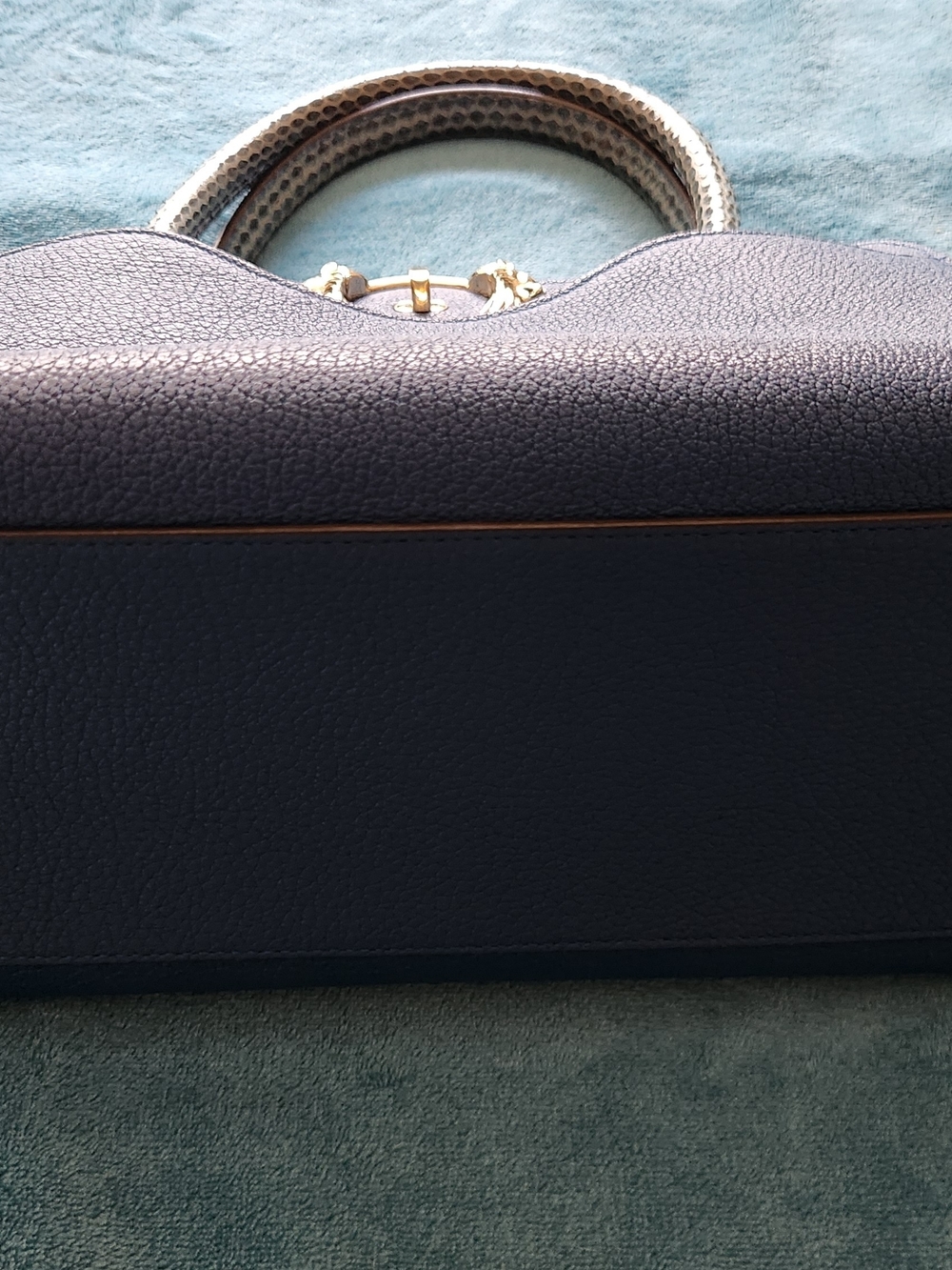 Vintage Roberto Cavalli Mainline Lion Head Turn-Lock Satchel With Cobra Details - Picture 2 of 16